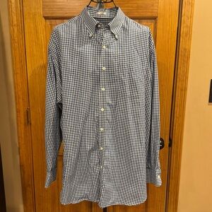Peter Millar Nanoluxe Easycare LS Gingham Button Down Shirt Blue White Men's XXL